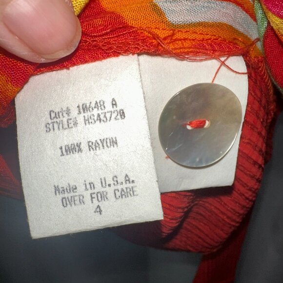 Vtg Howard Wolf 80's Woman Orange Floral Hawaiian Shirt Blouse Size 4 - Picture 13 of 15